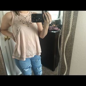 Blush pink beaded shirt